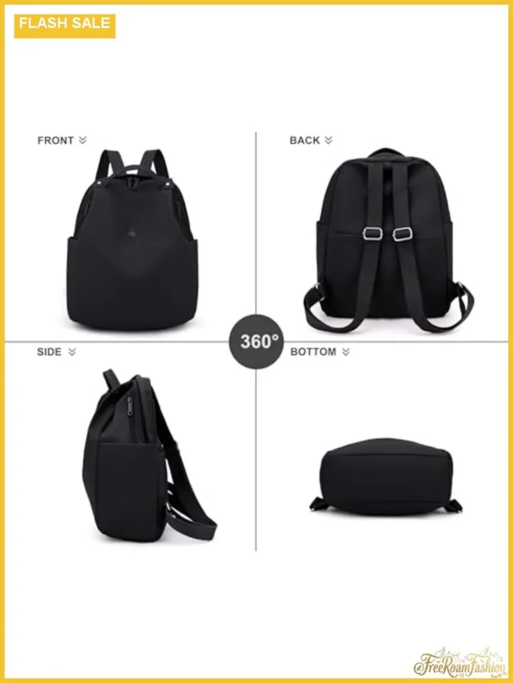 Nylon Women Backpack Small Lightweight Travel Daypack with 8 Pockets
